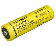 Nitecore NL2160HP įkraunamas 21700 Li-ion akumuliatorius – 6000 mAh, nuolatinė 20 A iškrova, apsaugotas, atsparus vandeniui (IPX6)