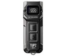 Nitecore TUP2 raktų pakabukas žibintuvėlis – 1 200 liumenų, įkraunamas per USB-C, OLED ekranas, aliuminio lydinys, atsparus purslams (IP54)