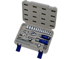 Galvučių 4-13mm ir antgalių rinkinys PH,PZ,SL,HEX 1/4" 35 vnt Irimo