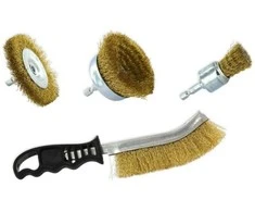 Tivoly Brass-Plated Steel Wood-Brushing Set 3 pc, 1/4" HEX + Ergo Hand