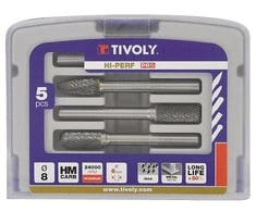 Grąžtas Tivoly Karbidinių frezų rinkinys, Ø8mm, HALF BOX, 5vnt