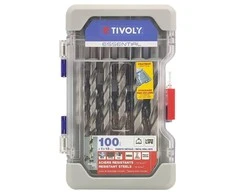 Grąžtas Tivoly Metalo grąžtų rinkinys 100vnt./kpl. HSS Ø1-13 mm, 118° "Skilimo taškas", šlifuoti.