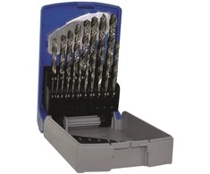 Grąžtas Tivoly Metalo grąžtų rinkinys 19vnt./kpl. E HSS Ø1-10 mm, 118° "Skilimo taškas", šlifuoti.