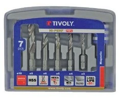 Grąžtas Tivoly Metalo grąžtų rinkinys 3-10mm, 7vnt, HSS, 1/4" kotelis, "Half-box"