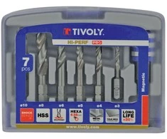 Grąžtas Tivoly Metalo grąžtų rinkinys 3-10mm, 7vnt, HSS, 1/4" kotelis, "Half-box"