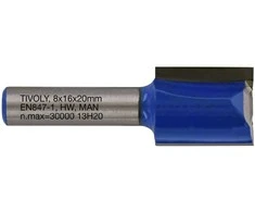 Tivoly Freza su tiesiu pjaunamuoju paviršiumi, skirta medienai ir plastikui, 16 x8 mm, 8 mm koteliu.