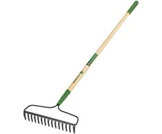 Truper John Deere greblys su medine rankena, 166cm, 15 dantu