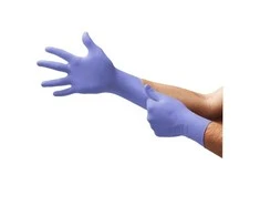 Vienkartinės nitrilinės pirštinės Ansell Microflex 93-843, 100vnt, 0,11mm storio, M dydis (7,5-8), tekstūruoti pirštai, violetinės-mėlynos