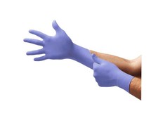 Vienkartinės nitrilinės pirštinės Ansell Microflex 93-843, 100vnt, 0,11mm storio, L dydis (8,5-9), tekstūruoti pirštai, violetinės-mėlynos