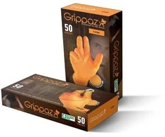 Vienkartinės nitrilinės pirštinės Grippaz 246OR, 50 vnt dėžėje, 0,15mm storis, oranžinės, 11/XXL