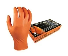 Vienkartinės nitrilinės pirštinės M-Safe Grippaz 246OR, 50 vnt dėžėje, 0,15mm storis, oranžinės, 9/L