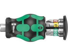 Atsuktuvas su keičiamais antgaliais Wera Kraftform Kompakt Stubby Magazin, 6 antgaliai PH, TORX, SL