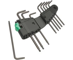Šešiakampių raktų komplektas WERA, TX8-TX40 mm, TORX tipo, suapvalintu galu, BlackLaser, 9 vnt.