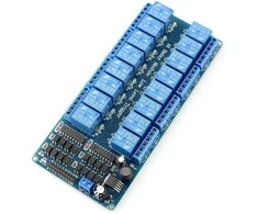 Oem 16 kanalų relės modulis su optoizoliacija - 10A/250VAC kontaktai - 12V ritė