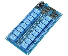 Oem 16 kanalų relės modulis su optoizoliacija - 10A/250VAC kontaktai - 12V ritė