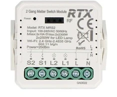 2 kanalų 10A įleidžiama relė – WiFi – Matter – Android/iOS programa – RTX MRS2