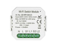 Oem 2 kanalų Tuya RS2 WiFi rėlės modulis 230V
