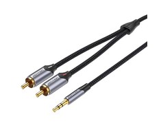 2xRCA kabelio (Cinch) lizdas iki 3.5 mm Vention BCNBJ 5m (pilkas)