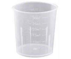 Oem 30 ml matavimo puodelis - Plastikinis indelis su svarstyklėmis - medicininis stiklas
