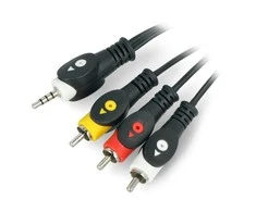 Oem 3.5 mm 4 polių kištukų kabelis 3x RCA 1.5m