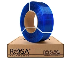 3D plastikas PET-G 1.75mm 1kg refill pakuotė Rosa3D - Mėlyna Transparent