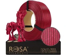 3D plastkas PLA blizgantis raudonas (Galaxy Raudona Wine) 1.75mm 1kg refill pakuotė Rosa3D