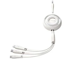 3in1 Joyroom Spalvingas USB į USB-C/Lightning/Micro USB laidas 3.5A, 1m (baltas)