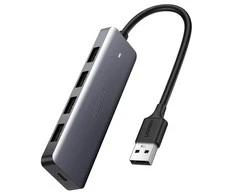 4-in-1 adapteris UGREEN USB Hub prie 4x USB 3.0 + USB-C (pilka)