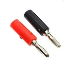 Oem 4 mm bananų kaiščiai – pora (juoda/raudona) – prisukami su korpusu