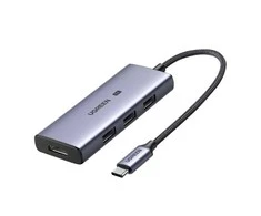 4in1 UGREEN CM473 adapteris USB-C šakotuvas į 4x USB 3.0 (pilkas)