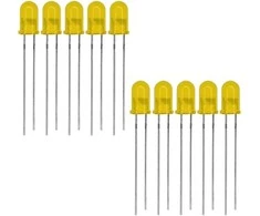 5 mm geltonas difuzinis šviesos diodas 20 mA - 10 vnt