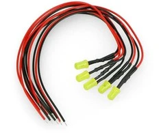 Oem 5mm 12V LED su rezistoriumi ir laidu - geltona
