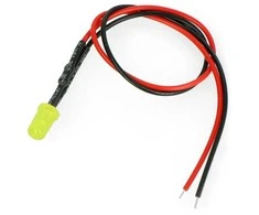 Oem 5mm 12V LED su rezistoriumi ir laidu - geltona