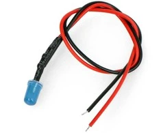 Oem 5mm 12V LED su rezistoriumi ir laidu - mėlyna