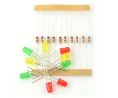 Oem 5mm LED rinkinys 10 vnt su rezistoriais