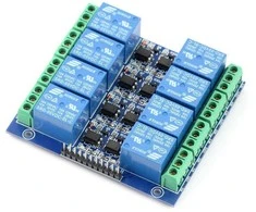 Oem 8 kanalų relės modulis su optoizoliacija - 10A / 250VAC kontaktai - 5V