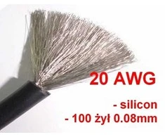 Oem Alavuota varinė silikoninė viela 20AWG - 100 gyslų - 0.5 mm2 - juoda - lanksti
