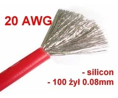 Oem Alavuota varinė silikoninė viela 20AWG - 100 gyslų - 0.5 mm2 - raudona - lanksti