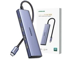 Adapteris HUB UGREEN CM511 USB-C prie HDMI, 3x USB-A 3.0, SD/TF
