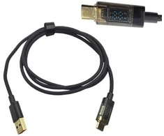 Akso USB A - USB C laidas su vatmetru - juodas pintas - 2 m