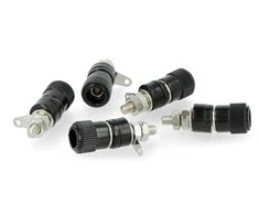 Oem AL2437 banana lizdas - juodas - 4mm - 5 vnt
