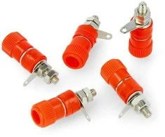 Oem AL2437 banana lizdas - raudonas - 4mm - 5 vnt