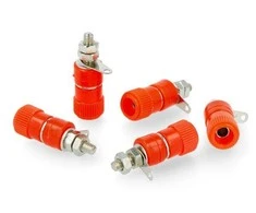 Oem AL2437 banana lizdas - raudonas - 4mm - 5 vnt