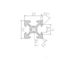Grąžtas Oem Aliuminio profilis V-SLOT 2020 - 1500mm ilgis