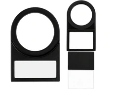 Aprašymas Plokštelė Su Stiklu Po Mygtuku Užrakinti Skylute 22mm Juoda x10vnt