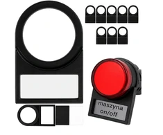 Aprašymas Plokštelė Su Stiklu Po Mygtuku Užrakinti Skylute 22mm Juoda x10vnt