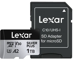 Atminties kortelė Lexar 1TB Micro SDXC Professional Sidabrinis Plus UHS-I A2 V30 U3 4K