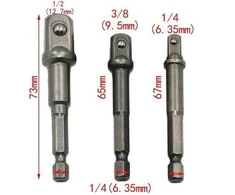 Oem Atsuktuvo adapteriai - Sumažėjimai 1/4" 3/8" 1/2" - 3 vnt rinkinys