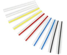 Auksinių kaiščių kištukas 1x40 2.54mm rastro - įvairių spalvų - 10 vnt - justPi