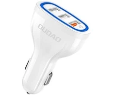 Automobilinis įkroviklis Dudao R7S, 3x USB, 18W (baltas)